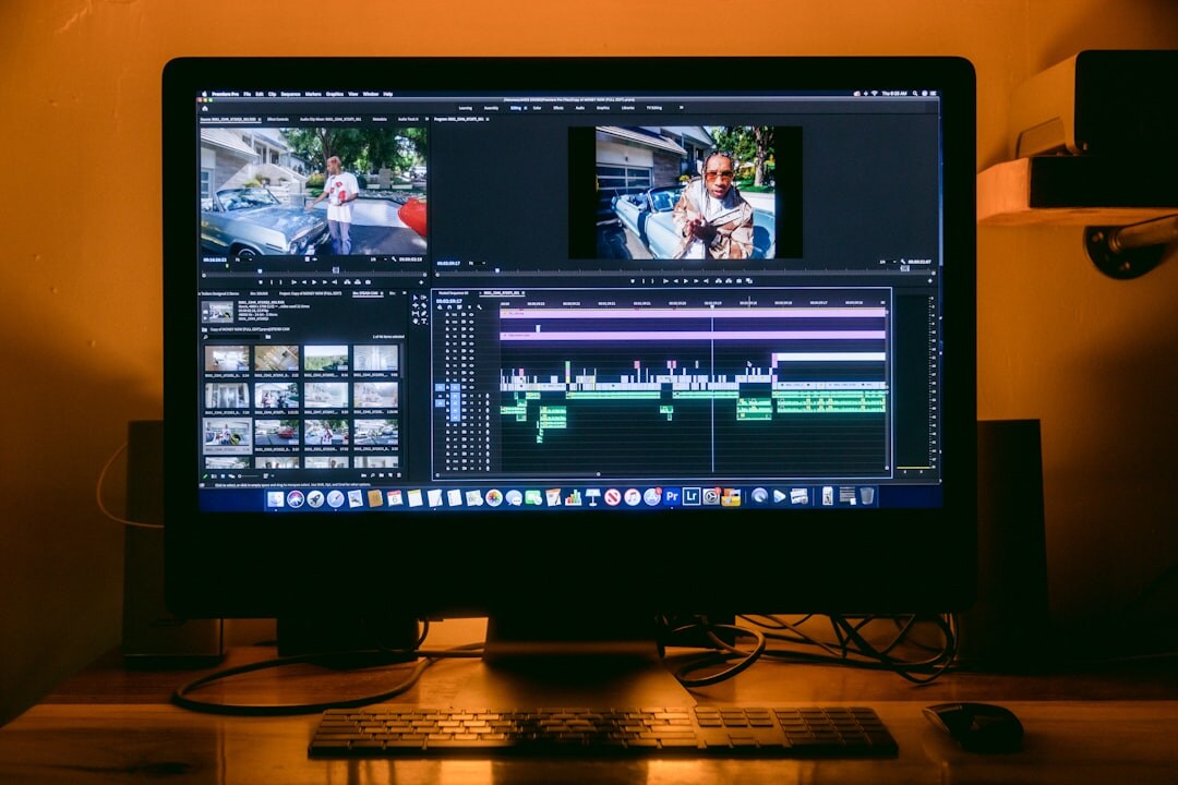 Video editing timeline displayed on a computer monitor