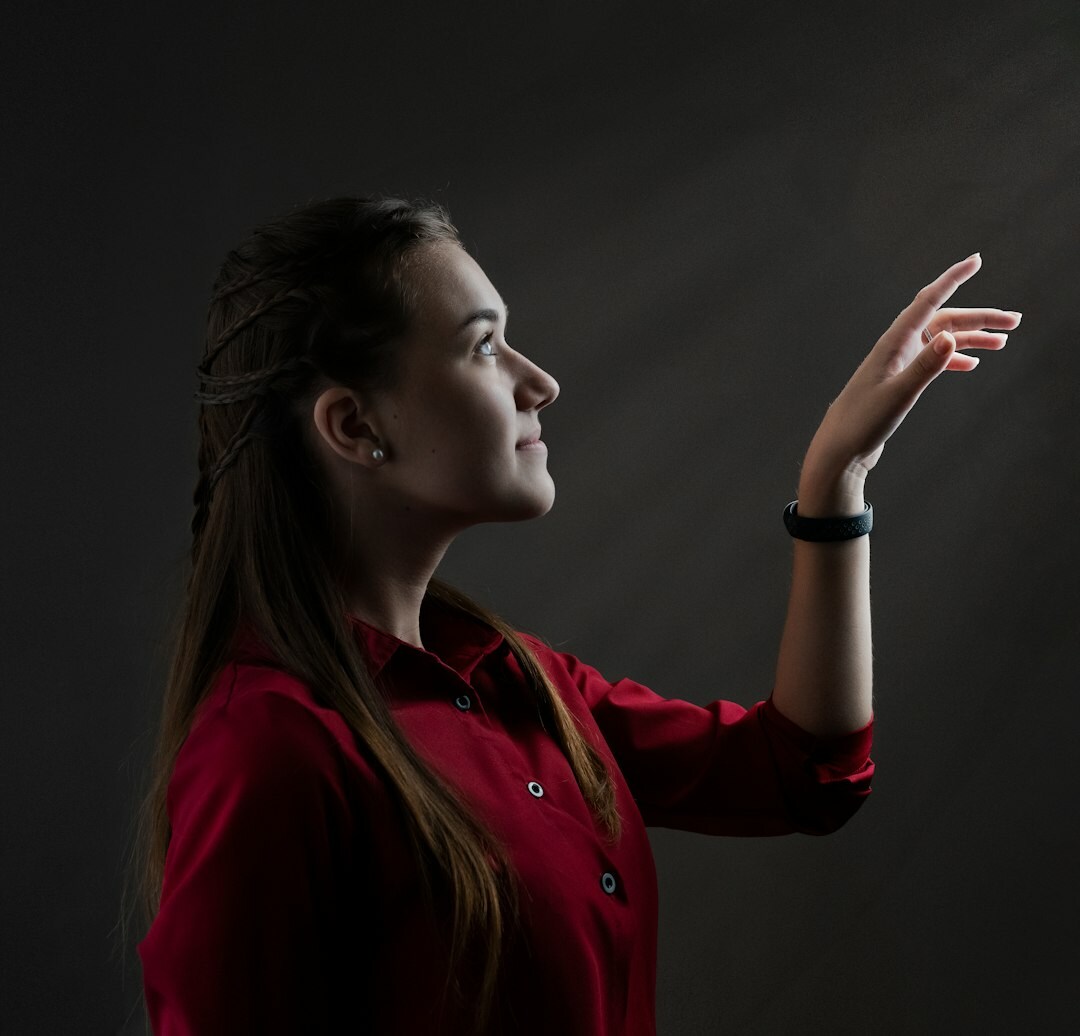 Professional Belgian woman smiling in studio portrait